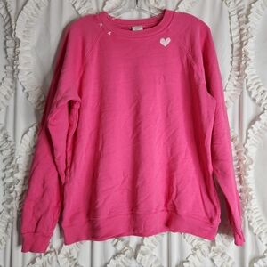 I Stole My Boyfriend’s Shirt Heart Embroidered Sweatshirt Pink Sz Medium